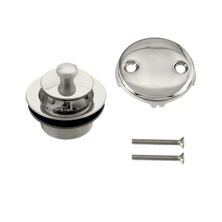 WESTBRASS Twist & Close Tub Trim Set W/ Two-Hole Overflow Faceplate in Polished Nickel D94-2-05
